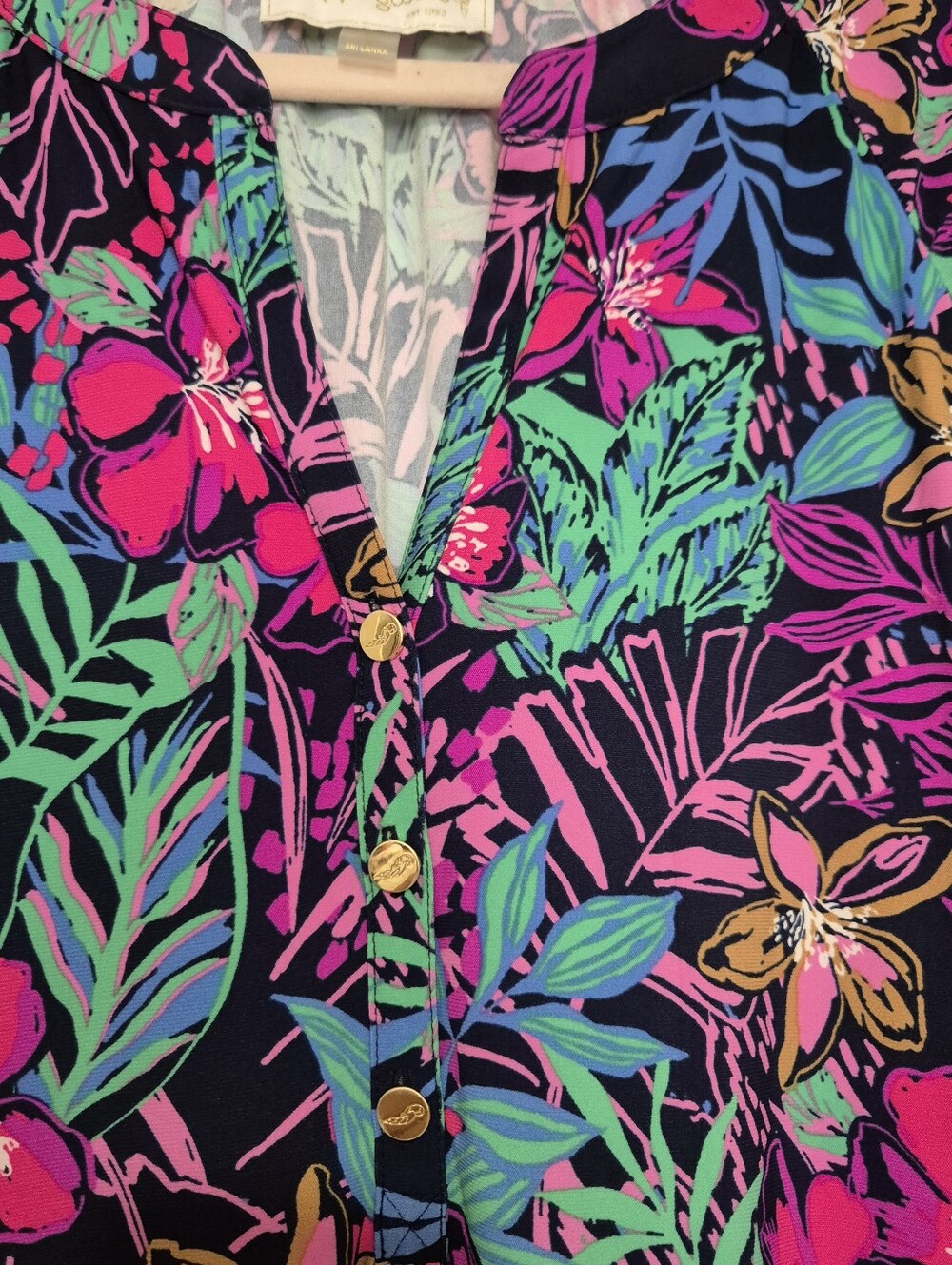 Pappagallo Black Dress with Fuchsia-green Floral Multi Shift Midi Dress-Large - Picture 4 of 11